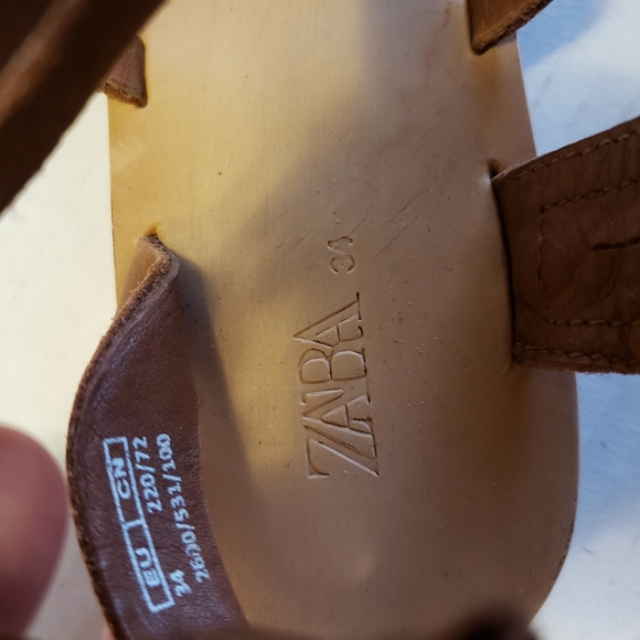 Zara Girls 34/ 3 Leather Zip-Up Gladiators Sandals - Picture 5 of 5